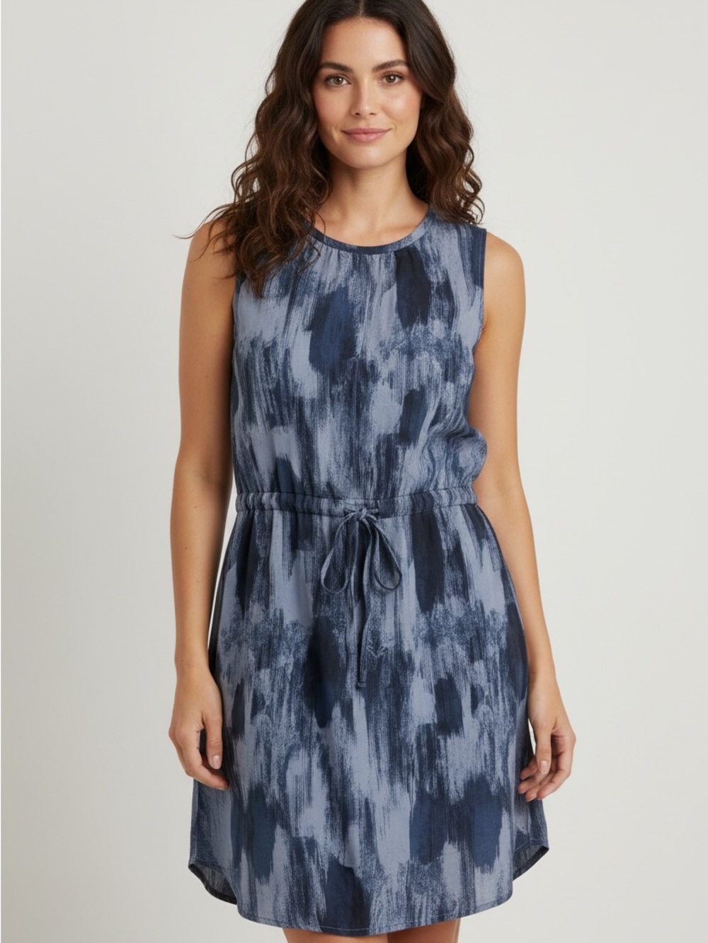Gap Blue & Gray Watercolor Print Sleeveless Shift Dress – Size S